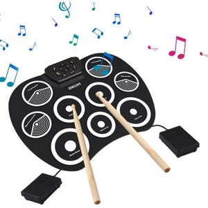 Elektronisch Drumstel 9 Pad Draagbaar met MIDI Interface - Ondersteunt DTX-Games, Inclusief Drumstokken en Pedalen, Handgerold Drumset voor Muziekliefhebbers, Digitale Drumkit, Elektronische Drums