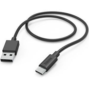 Hama USB-A naar USB-C kabel - USB-C oplaadkabel- Geschikt voor Smartphone en Tablet - 1 meter - Zwart