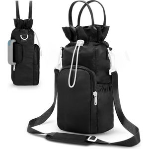 Waterfles Drager Tas Met Schouderriem - Geïsoleerd - Hands-free Wandelen - Sport Accessoires - Reizen Camping - Zwart