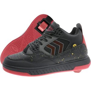 Breezy Rollers Kinder Sneakers met Wieltjes - Zwart/Rood - Schoenen met wieltjes - Rolschoenen - Maat: 30