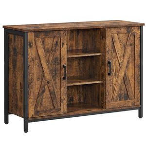 c90 - dressoir - keukenkast met open schappen - halkast - ladekast met deuren - woonkamer - eetkamer - hal - industrieel ontwerp - vintage bruin-zwart LSC098B01