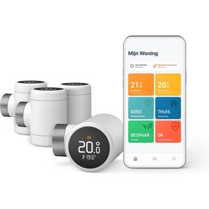 tado° Slimme Radiatorknop X - Slimme Thermostaatknop - Uitbreidingset 4 Stuks - werkt met Google Home, Alexa & Apple Homekit - Draadloos - Zwart/Wit