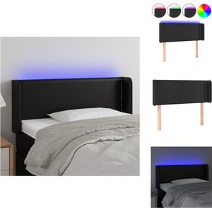 vidaXL Hoofdbord - Moderne LED-verlichting - Verstelbare hoogte - Duurzaam kunstleer - 93 x 16 x 78/88 cm - Zwart - Bedonderdeel