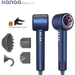 XANAA® - Haardroger - Professionele 4 in 1 Föhn met Diffuser - Fohnborstel - Ultra Stil - Superkrachtig 110.000RPM - Airstyler - Extra snel drogen - Ionische Haardroger - Haardroger - Ionentechnologie - Blauw - 2025 PRO Versie - incl. 4 Opzetstukken