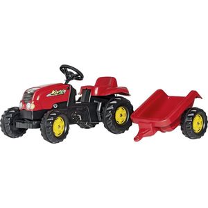 Rolly Toys rollyKid Rood - Traptractor met Aanhanger