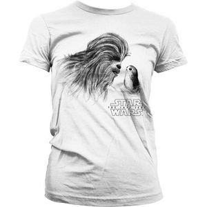 Star Wars Dames Tshirt -XL- Chewbacca & Porg Wit