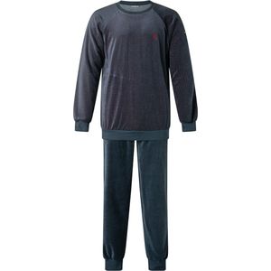 Gentlemen Heren pyjama velours met ronde hals Marine - maat L