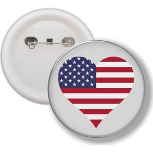 Button Met Speld - Hart Vlag Amerika