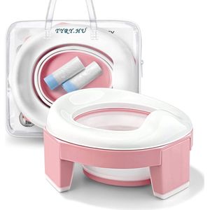 Zindelijkheidstraining toiletbril, 3-in-1 draagbaar reispotje voor peuters, opvouwbare wc-babytrainer ringstoelen, afneembare herbruikbare voeringen, geschikt voor kinderen, jongens, meisjes met reistas