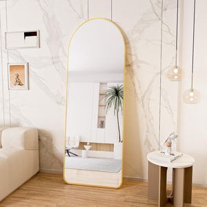 Bogen full-body spiegel, 60 x 165 cm, gebogen staande spiegel, groot in volledige lengte, aan de muur gemonteerd, leunend, vloerspiegel, volledig lichaam als aankleedspiegel, ijdelheidsspiegel
