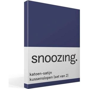 Snoozing - Katoen-satijn - Kussenslopen - Set van 2 - 60x70 cm - Navy
