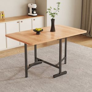Elegante moderne minimalistische eettafel in natuurlijke kleur - Uitschuifbare eettafel 120 cm x 80 cm, inklapbaar en op te bergen, moderne minimalistische stijl, hoge sterkte legering ondersteuning