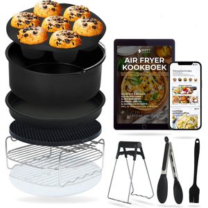 Happy Goods Airfryer geschikt - incl bakpapier siliconen bakje - Heteluchtfriteuse Accessoires XL - Accesoires voor Keuken - Bakjes - Bakplaat - Airfryer geschikt kookboek - ⌀ 20 CM