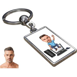 ICT Karikatuur - Gepersonaliseerde Karikatuur Sleutelhanger met Jouw Foto - Cadeau - Verjaardag - Kerst - Kado - Valentijn - Vaderdag - Vaderdag cadeautje - Vaderdag cadeau voor papa - Gepersonaliseerd Cadeau