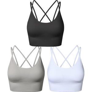 Sportbeha's met bandjes voor vrouwen met gekruiste rug, yoga-workout-bh's met verwijderbare pads - Maat XL