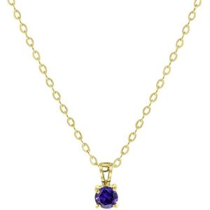 Lucardi Dames Ketting met hanger geboortesteen - Staal - Ketting - Moederdag Cadeautje - 45 cm - Goudkleurig