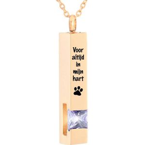 Luxe Ashanger | Met Ketting En Gravering | Voor Altijd In Mijn Hart | Assieraad | Rosegoudkleurig Met Licht Paarse Steen | As Ketting | Gedenksieraad | Urn | Incl. As vuller