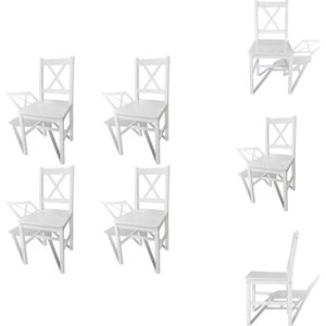 vidaXL Houten eetkamerstoelen - Set van 4 - Wit - 41.5 x 45.5 x 85.5 cm - Ergonomisch design - Eetkamerstoel
