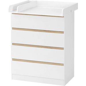 Kamyra® Commode/Ladekast voor Baby - Verzorgingstafel - Kasten - Babykamer, Badkamer - Wit, 80x47.8x100.5 cm