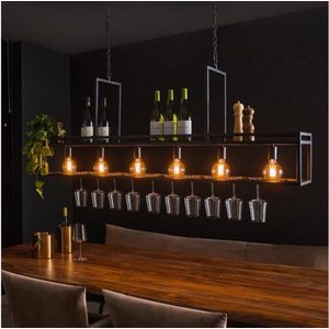 Hanglamp / Wijnrek Decorate 160 cm - zwart | Meubelplaats