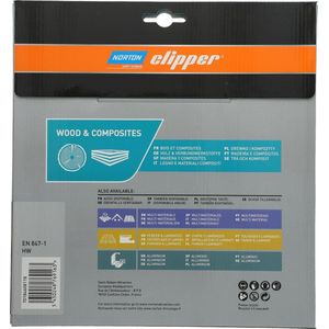 Norton Clipper Hout en Composiet - Zaagblad ATB Finishing - 260mm - 60 tanden - Voor Cirkelzagen en Afkortzagen