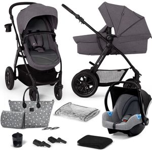 Kinderkraft XMOOV - Kinderwagenset 3 in 1 tot 26 kg - Reissysteem - Grijs