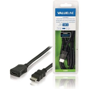 Valueline High Speed HDMI kabel met Ethernet HDMI-Connector - HDMI Female 1.00 m Zwart