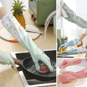 Huishoudhandschoenen, Lange Rubberen Handschoenen, Latexvrij met Katoenen Voering voor Afwassen, Wassen, Badkamer, Auto (Medium Maat, 3 Paar)