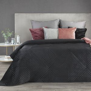 Oneiro’s luxe SOFIA /type 2/ Beddensprei Zwart - 230x260 cm – bedsprei 2 persoons - zwart – beddengoed – slaapkamer – spreien – dekens – wonen – slapen