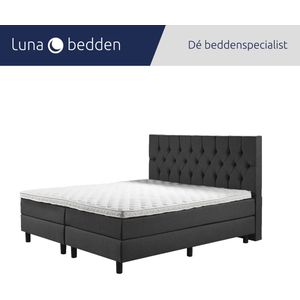 Luna Bedden - Boxspring Luna - 200x200 Compleet Antraciet Gecapitonneerd Bed