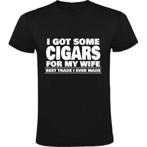 I got some cigars for my wife, Best trade I ever made Heren T-shirt | sigaar | sigaren | grap | grappig | tabak | smoking | roken | sigaretten | Zwart