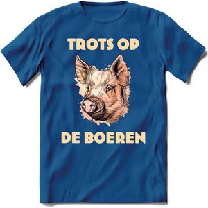 T-Shirt Knaller T-Shirt|Trots op de boeren / Boerenprotest / Steun de boer|Heren / Dames Kleding shirt Varken|Kleur Blauw|Maat XXL