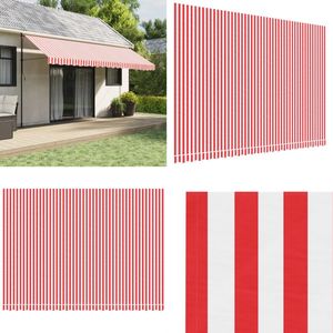 vidaXL Vervangingsdoek voor luifel gestreept 5x3,5 m rood en wit - Vervangingsdoek - Vervangingsdoeken - Vervangend Luifeldoek - Luifel