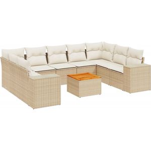 vidaXL Loungeset 10-delig - Beige - Inclusief Kussens