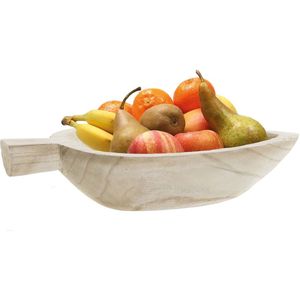 Fruitschaal blad hout 39 cm - Decoratieve schaal voor groente en fruit
