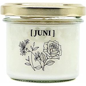 Candlelight-on - geurkaars met geboortebloem en geboortedatum - 12 juni - o.b.v. sojawas en etherische oliën
