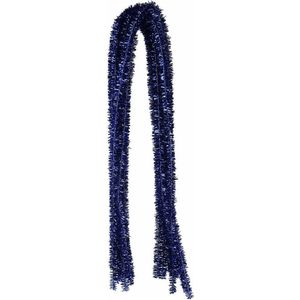 Chenilledraad - 20x - blauw glitter - 8 mm x 50 cm - hobby/knutsel materialen