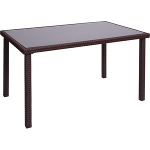 Poly-rattan tafel MCW-G19, tuintafel balkontafel, 120x75cm ~ bruin
