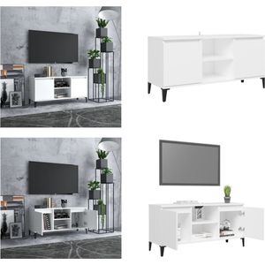 vidaXL Tv-meubel met metalen poten 103-5x35x50 cm wit - Tv-kast - Tv-kasten - Tv-standaard - Tv-standaarden