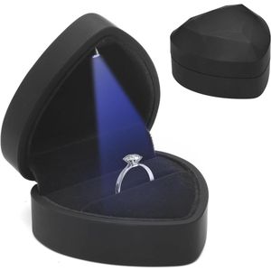 Hartvormig ringendoosje met LED-licht en fluwelen interieur voor bruiloftsjuwelen - perfect voor verloving en bruiloftstelling