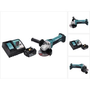 Makita DGA 452 RF1 accu haakse slijper 18 V 115 mm + 1x oplaadbare accu 3.0 Ah + lader