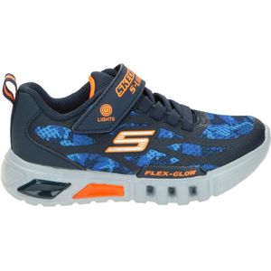 Skechers Flex-Glow - Rondler Jongens Sneakers - Navy/Orange - Maat 30
