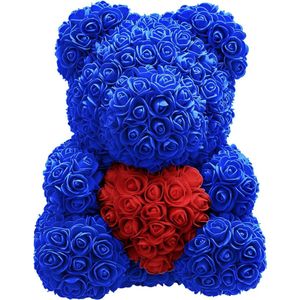 Luxe Rozenbeer - Blauw - 40 CM - Rose Bear - Rose Teddy - Valentijn - Moederdag - Rozen Teddy Beer