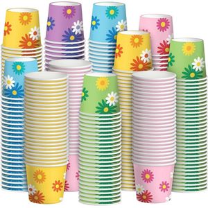 500 Pack 3oz Papieren Bekers Wegwerp - Badkamer Cups - Kleine Mondwater Cups - Mini Espresso Cup - Warme of Koude Drank - Mini Drinkbekers voor Thuis Badkamer Kantoor Reizen Party Decor - Bloemstijl