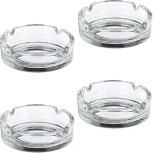 Relaxdays asbak glas - set van 4 - buitenasbak - assenbak - draagbaar - transparant