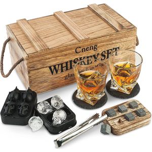 Whisky Glazen Set met Koelstenen - Perfect Cadeau voor Mannen