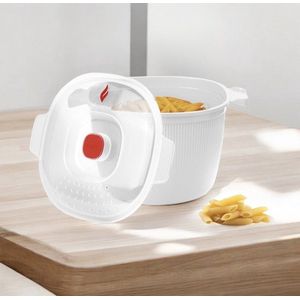 Pastakoker Wit Gemaakt in Italië | Magnetron Pasta- en Aardappelkoker | 4L | 26,5x22x16,5cm | Rood | Kunststof | 4 LT