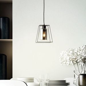 Brillant | Luxor hanglamp 1-vlammig mat zwart/cognac | 1x A60, E27, 28W, geschikt voor normale lampen (niet meegeleverd)