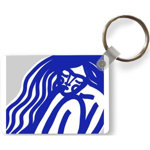 Sleutelhanger - Blauw - Portret - Vrouw - Abstract - Uitdeelcadeautjes - Plastic