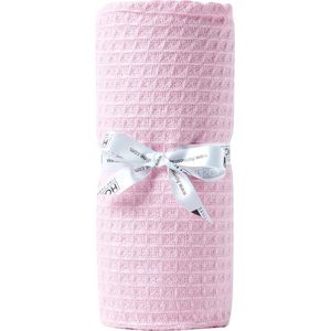 Homescapes - Wafel babydeken - 100% biologisch katoen - roze - 90x110 cm